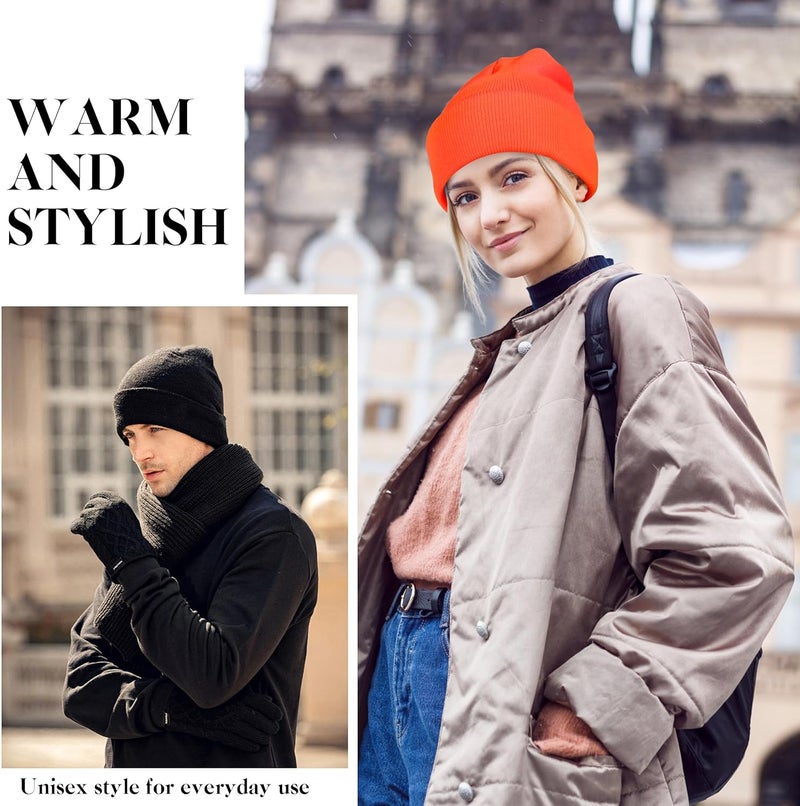 lucdnc Beanies for Men Women 2 Pack Fall Winter Men's Hats Unisex Warm Knit Skullies Beanies Soft Ski Caps - Image 4